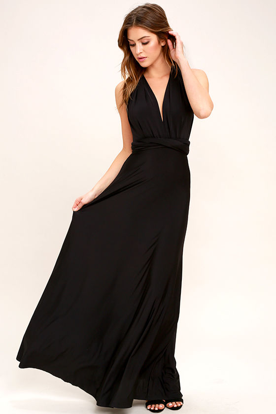Always Stunning Convertible Black Maxi Dress