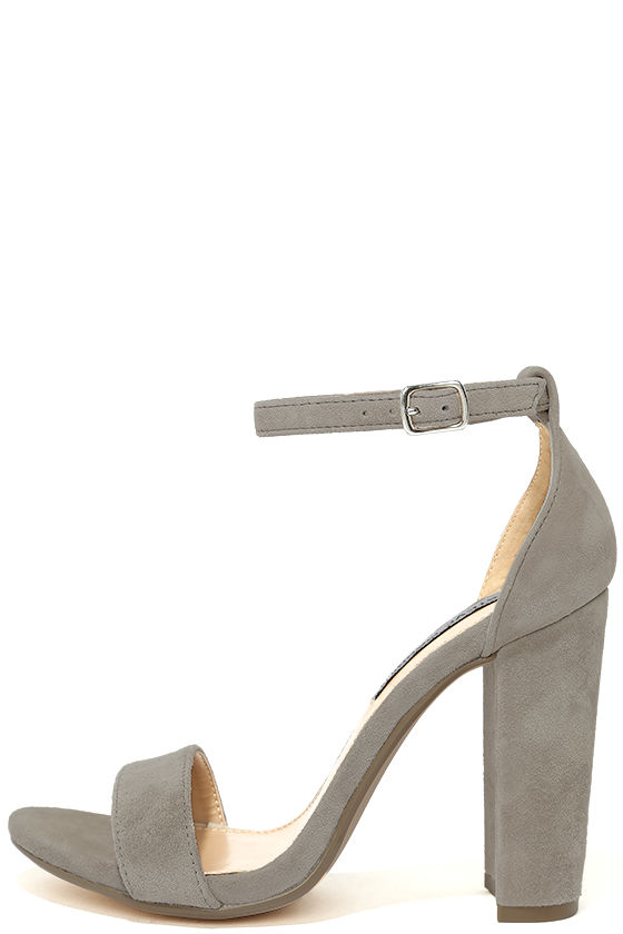 Steve Madden Carrson Taupe Suede Leather Ankle Strap Heels