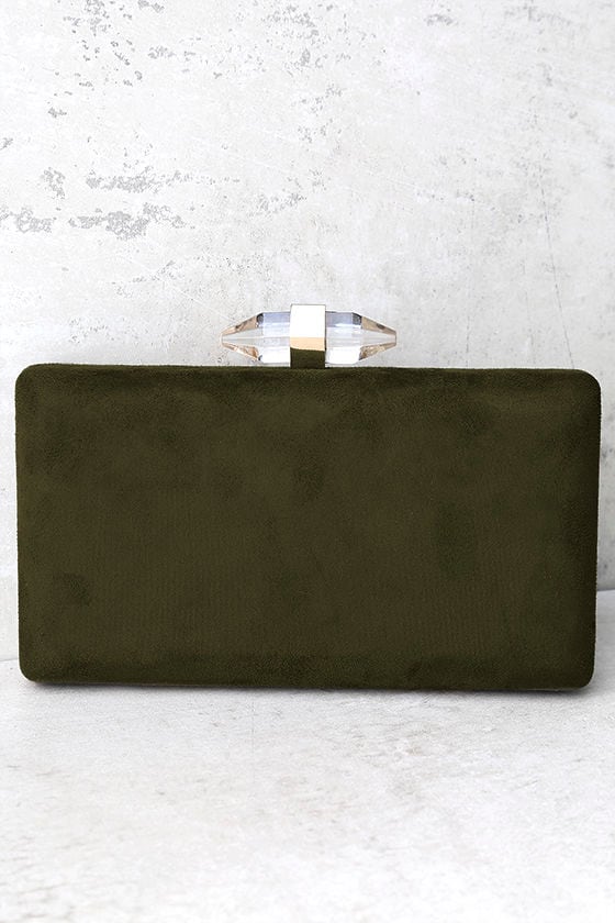 Crystal Visions Olive Green Clutch