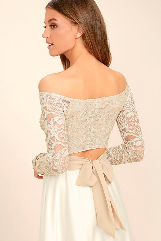 Taxpayer hensynsfuld vedholdende Sexy Beige Top - Lace Crop Top - Tying Crop Top - $36.00 - Lulus