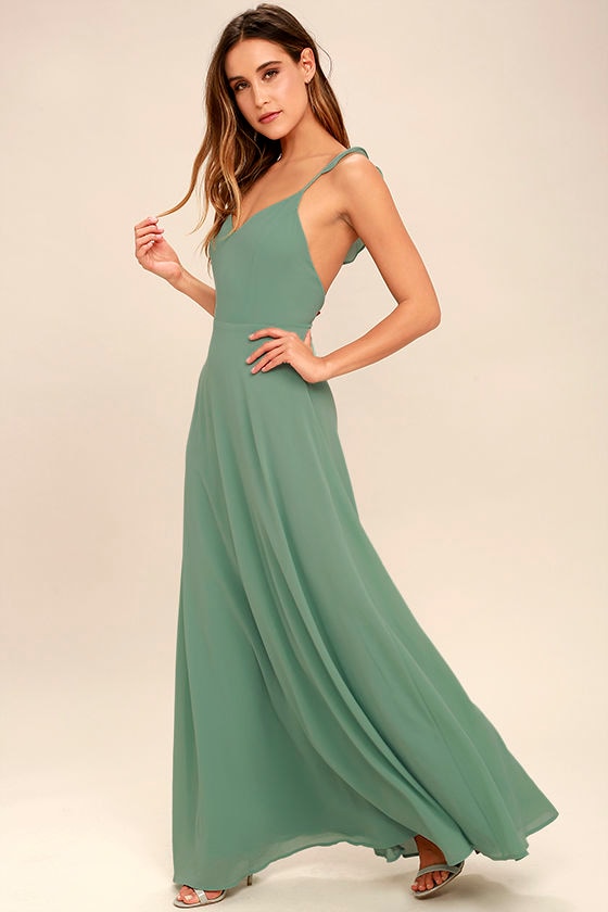 Lovely Sage Green Dress Maxi Dress Sleeveless Dress Bridesmaid