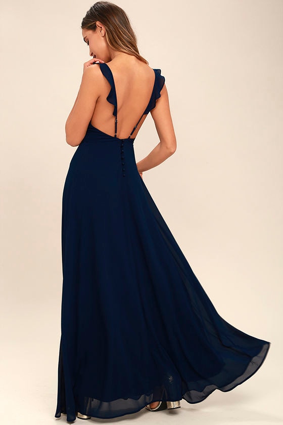 Lovely Navy Blue Dress  Maxi Dress  Sleeveless Dress  