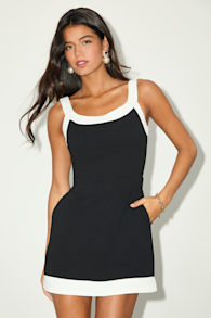 Posh Darling Black Color Block Sleeveless Mini Dress 1