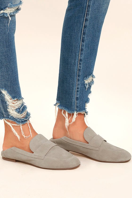 taupe suede loafers