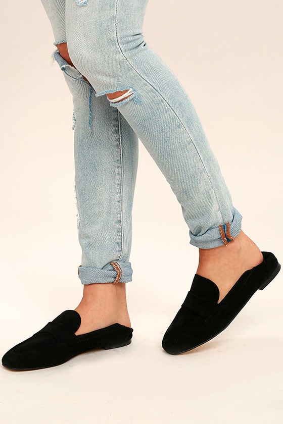 Black Suede Loafers -Slip-On Loafer - Lulus