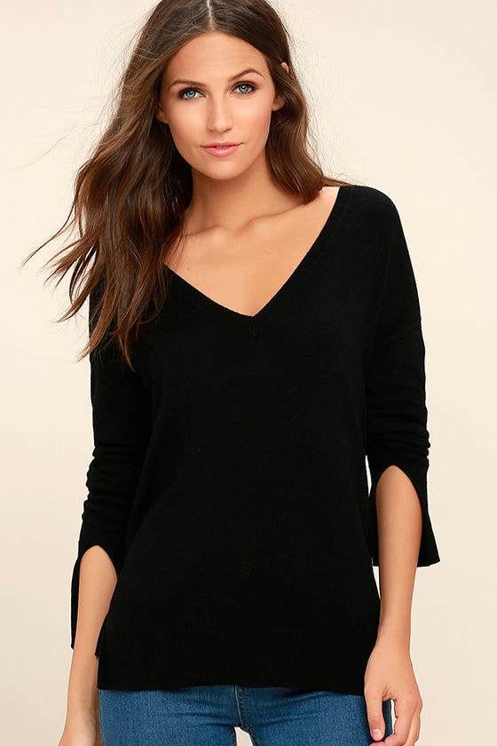 Cozy Black Sweater - V-Neck Sweater - Sweater Top - $44.00 - Lulus