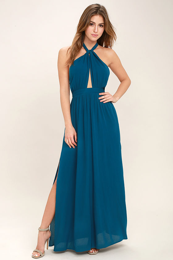 lidee soiree halter gown teal