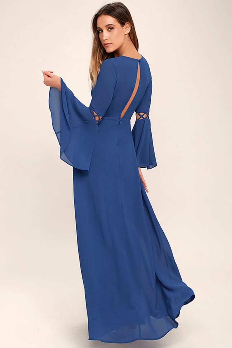 slim fit dress slacks Button Up Flounce Sleeve Mini Denim Dress Peacock Blue / XL main image 1