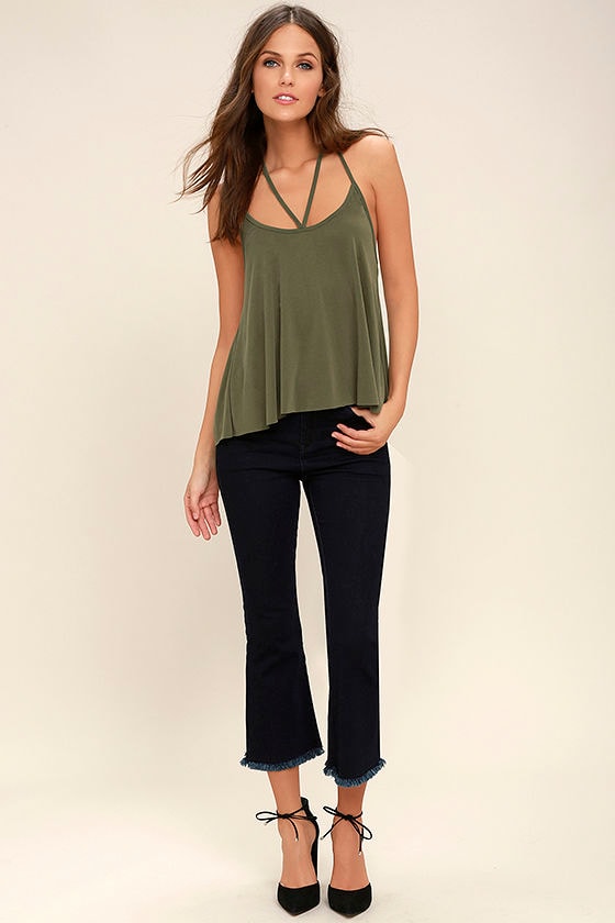 Free Time Olive Green Top