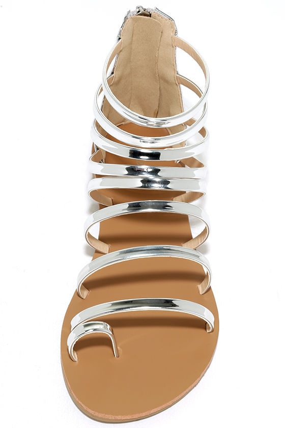 silver gladiator flats