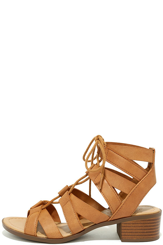 tan lace sandals