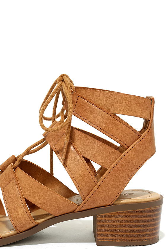tan lace sandals