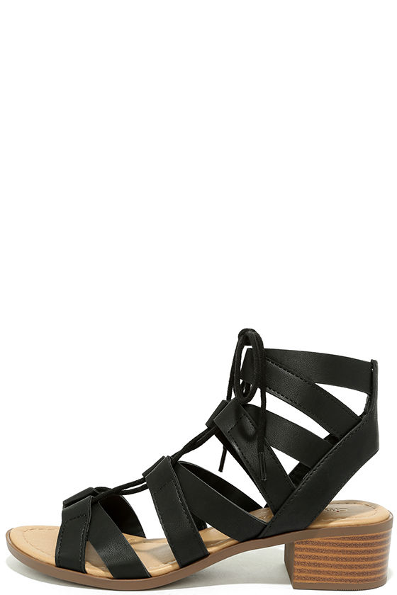 Arielle Black Lace-Up Sandals