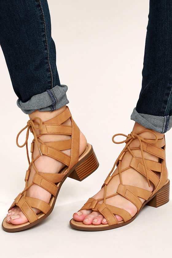 Arielle Tan Lace-Up Sandals