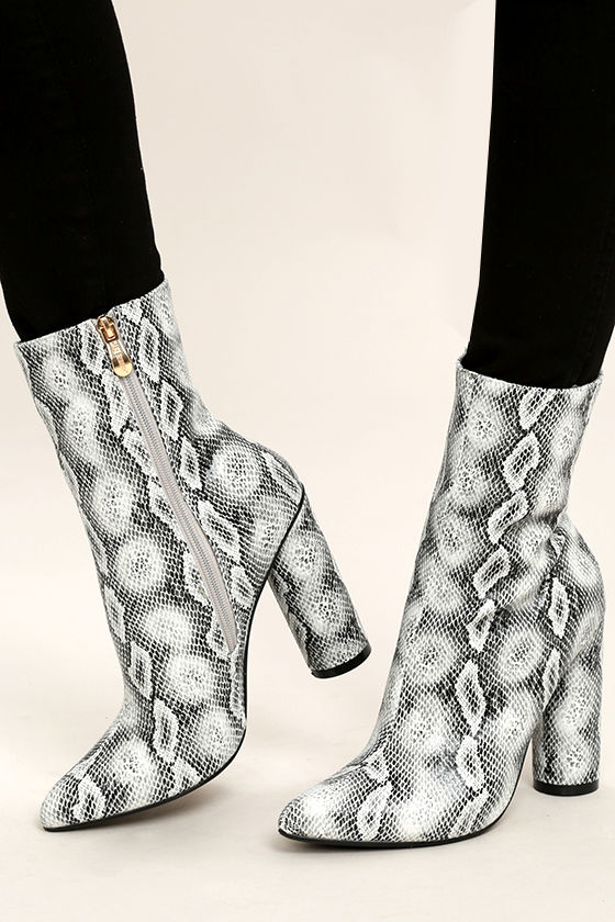 grey snake print trousers