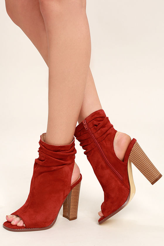 Only the Latest Cinnamon Suede Peep-Toe Booties 2