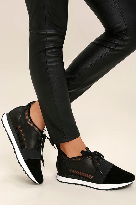 black mesh sneakers