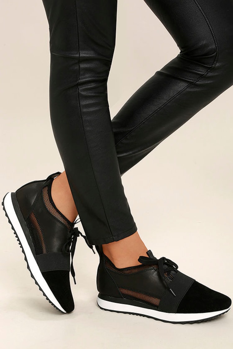 steve madden black mesh sneakers