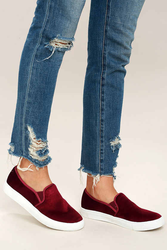 velvet slip on shoes womens