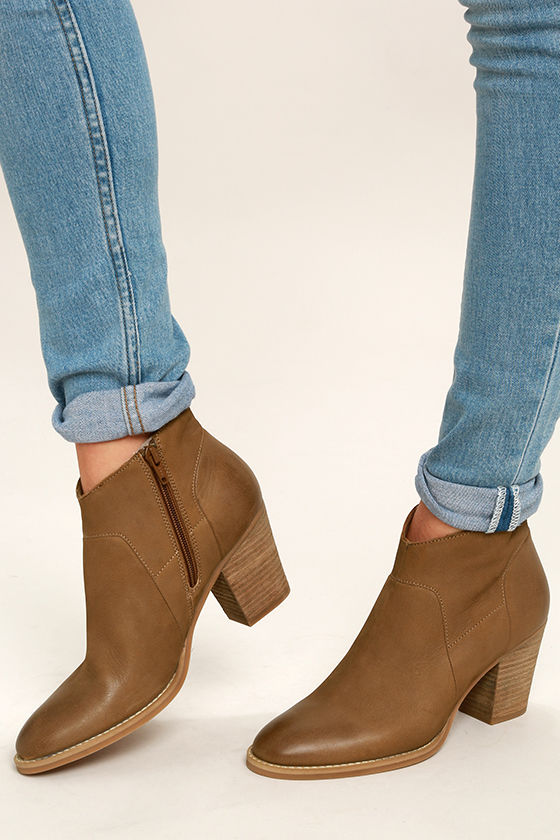 Steve Madden Gilmore - Tan Leather Booties - Leather Ankle Booties - Lulus