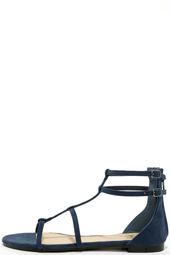 blue flat gladiator sandals