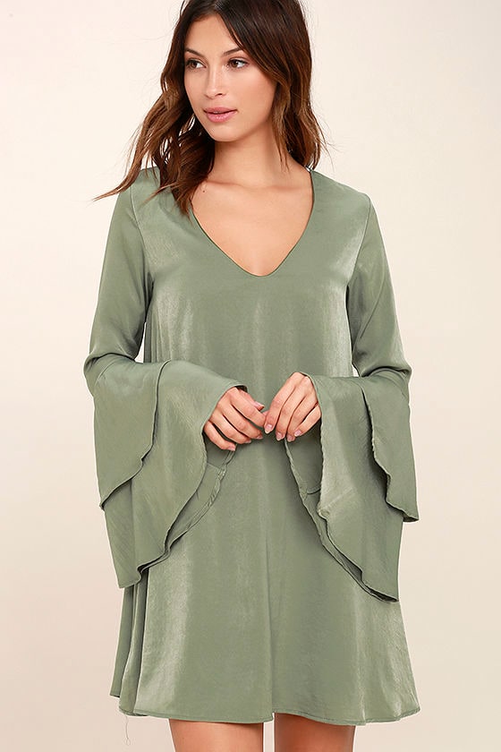 long sleeve sage green dress