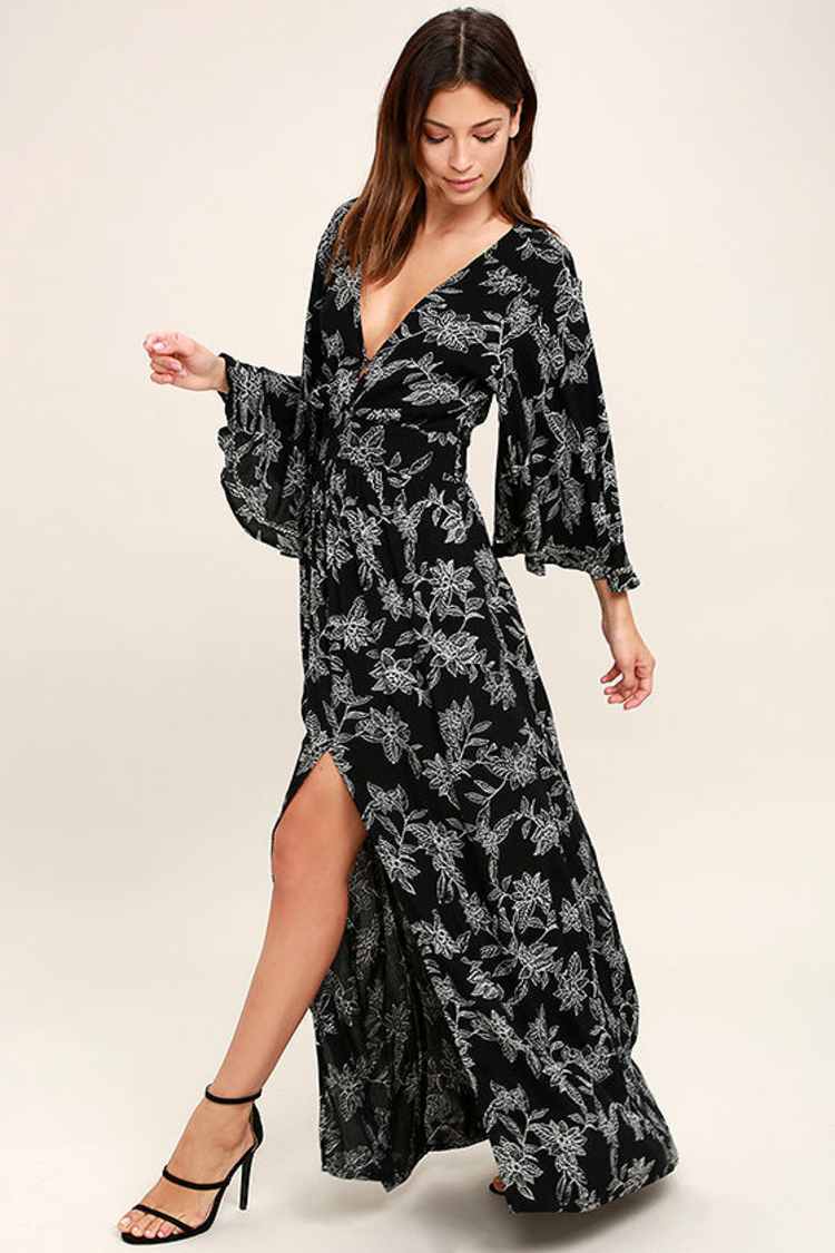 Amuse Society Vortex - Black Floral Print Dress - Maxi Dress - $77.00 -  Lulus
