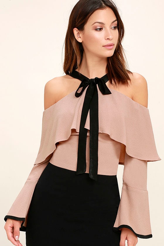 Slumber Party Blush Off-the-Shoulder Crop Top