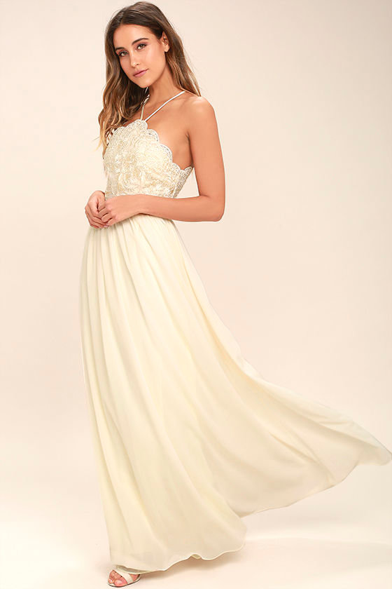 Stroll the Esplanade Cream Embroidered Maxi Dress 2