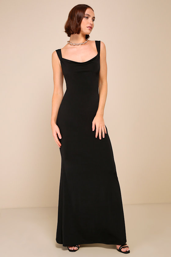 Inspiring Glamour Black Backless Column Maxi Dress 1