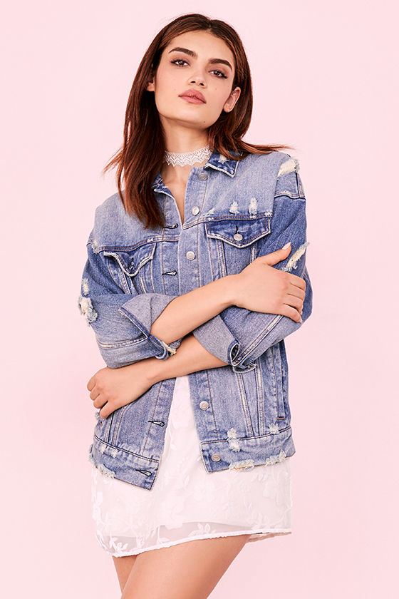 Maximum Velocity Blue Distressed Oversized Denim Jacket 2