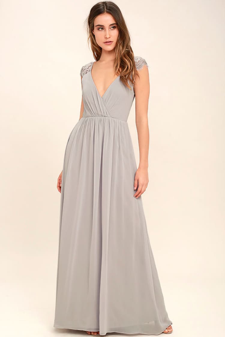 light grey lace dress Lovely - Maxi Dress - Dress - Gown - $109.00 Bride dress
