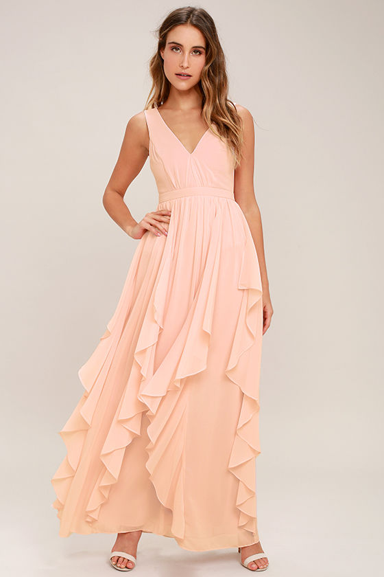 Lovely Blush Pink Dress - Maxi Dress - Bridesmaid Dress - $92.00 - Lulus