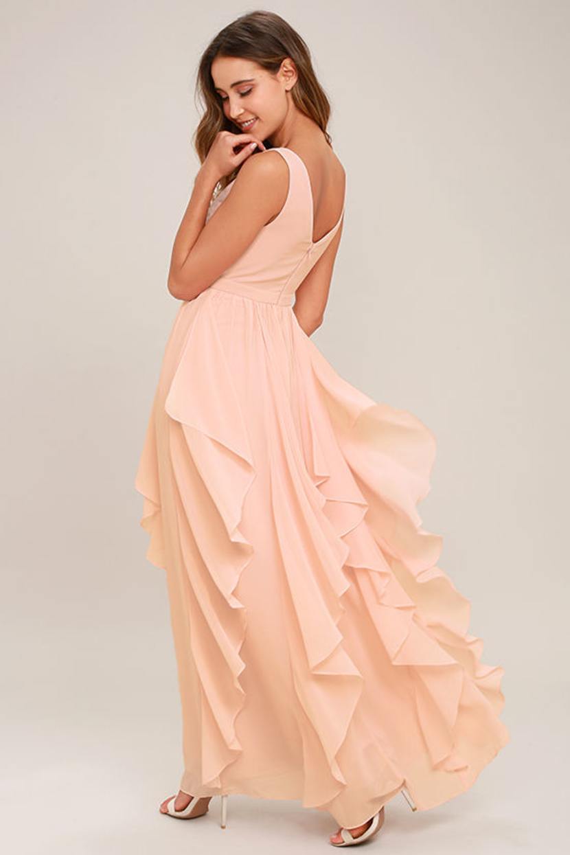lulus blush pink bridesmaid dress Stunning Blush Pink Dress - Sleeveless Maxi Dress - Halter Dress