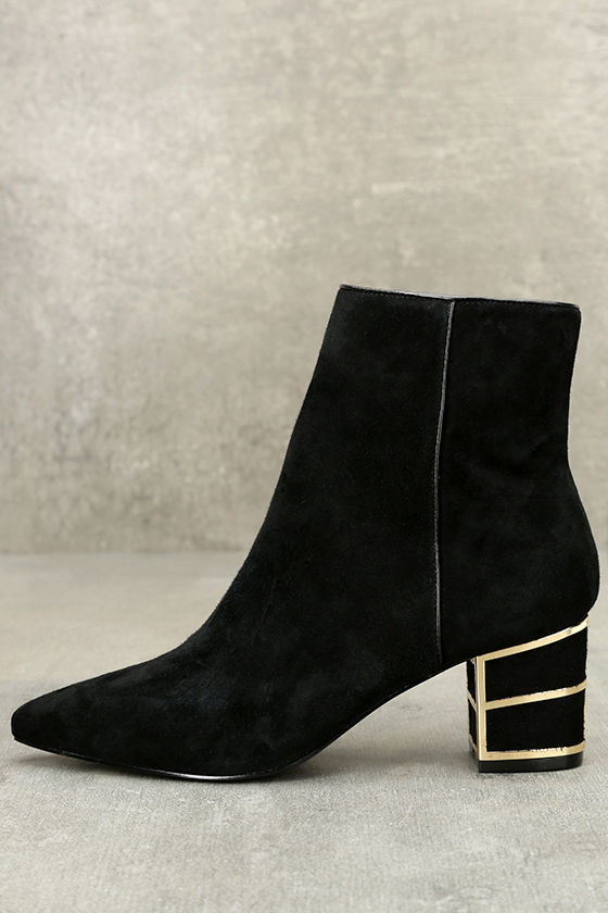 Steven by Steve Madden Bailei Black Suede Leather Booties