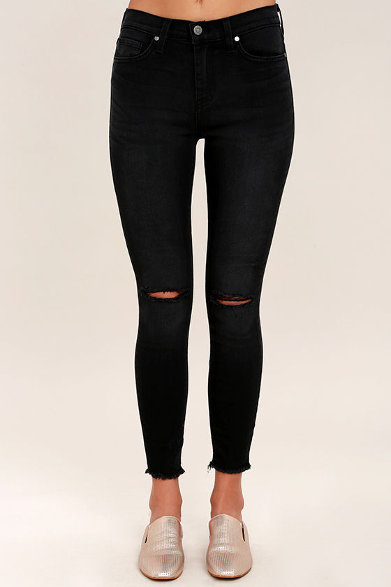 Who Loves You Washed Black Distressed Skinny Jeans 2