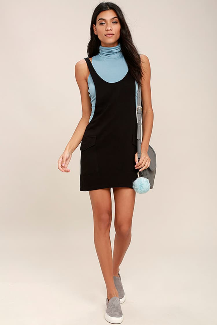 black silk dress with sleeves The Shanty Lenny Pinafore main image 1