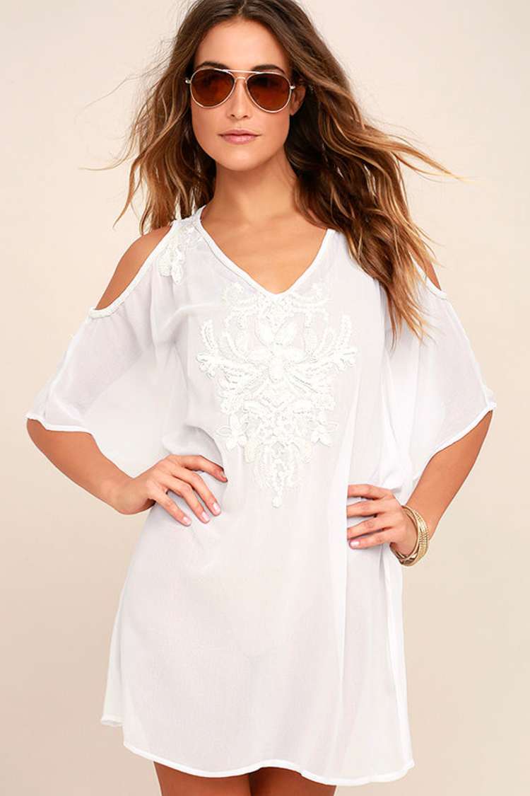 beaded cover up dress Luxurious Beaded Embellished Mini Slip Dress in Ivory White: the Isla main image 0