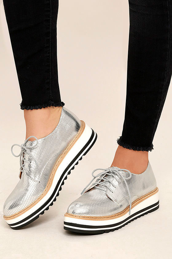 Steve Madden Vassar Silver Platform Sneakers 1