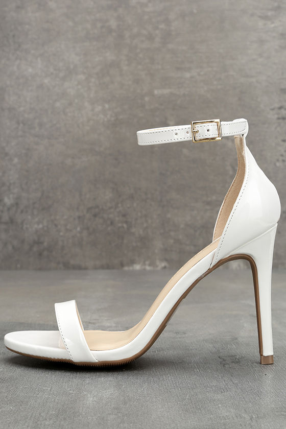 Betti White Patent Ankle Strap Heels
