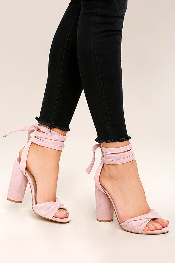 Steve Madden Clary Heels Pink Suede Leather Heels Lace Up Heels