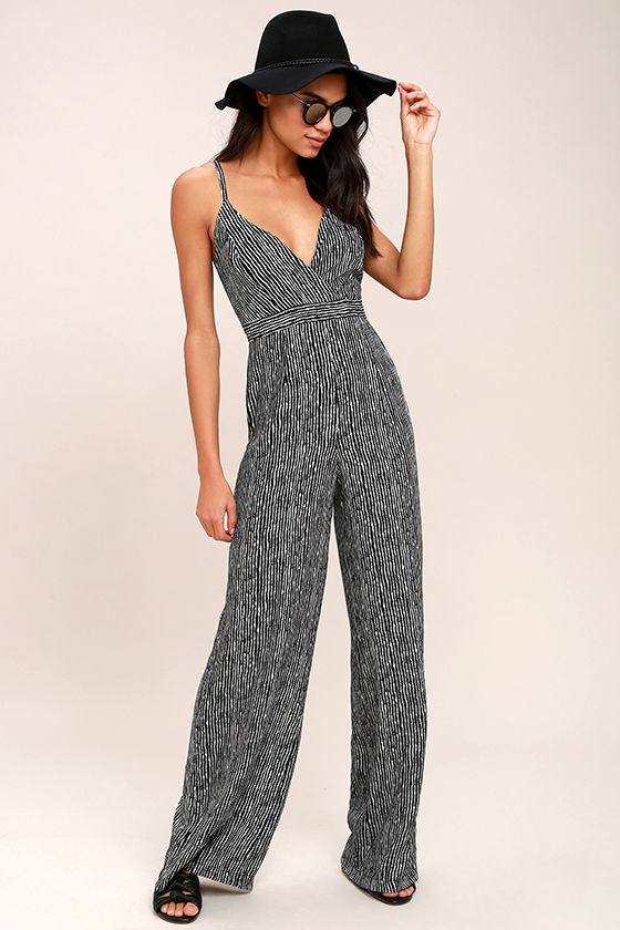 Cool Black and White Jumpsuit Striped Jumpsuit WideLeg Jumpsuit