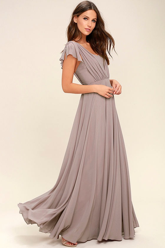 taupe long dresses