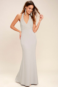 Lovely Grey Dress Halter Dress Maxi Dress Lace Dress 84 00 Lulus