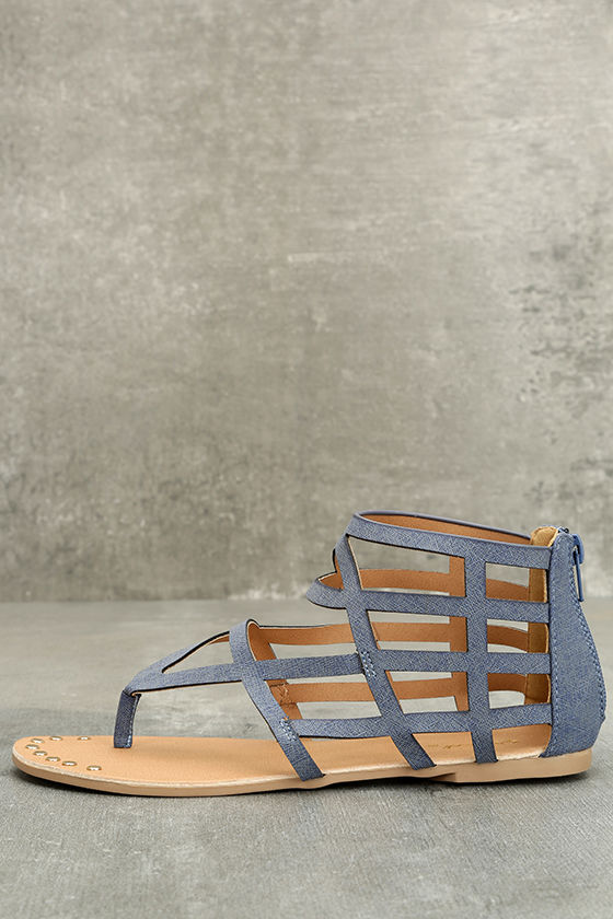 Amra Blue Denim Nubuck Gladiator Sandals