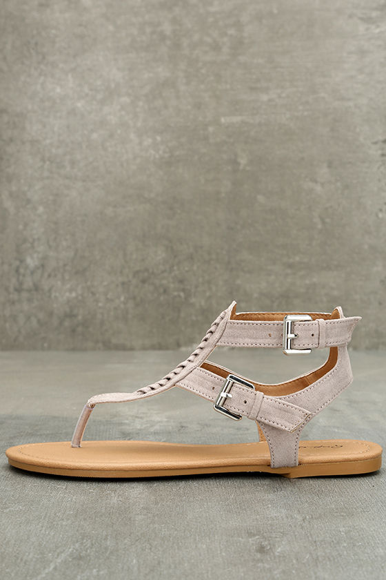 Cute Taupe Sandals - Vegan Suede Sandals - Taupe Thong Sandals - $19.00 - Lulus