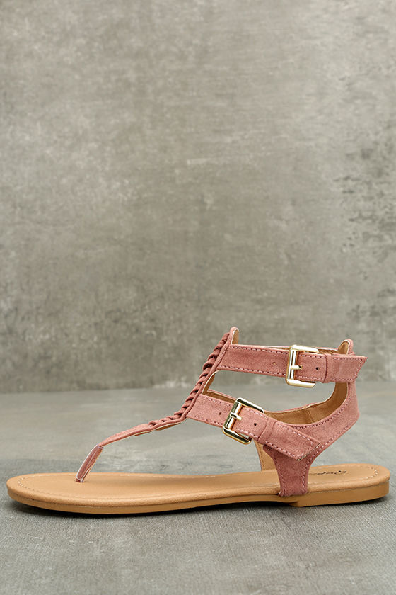 mauve flat sandals