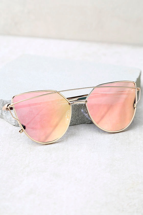 Miss Blue Sky Rose Gold and Pink Mirrored Sunglasses