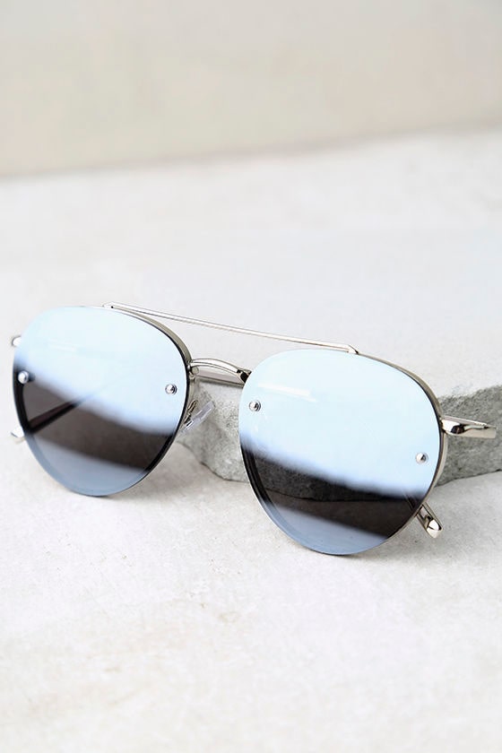 Bright or Flight Silver and Grey Mirrored Aviator Sunglasses 2