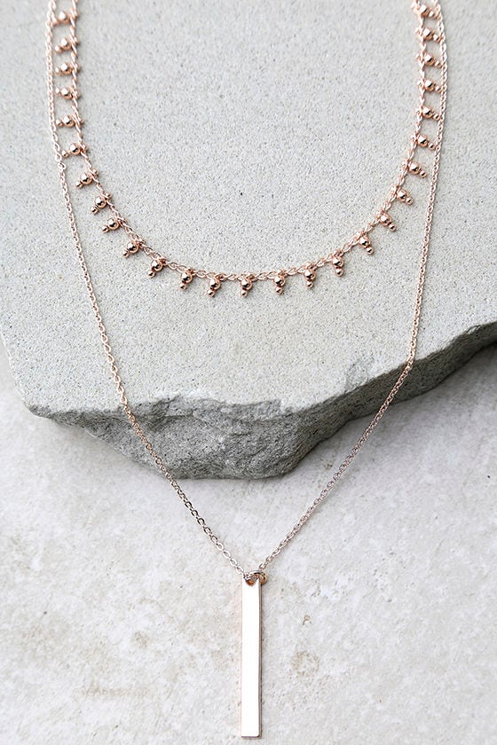 Charming Trinkets Rose Gold Layered Choker Necklace
